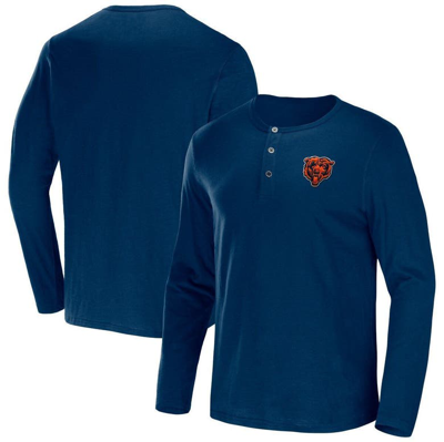 Shop Nfl X Darius Rucker Collection By Fanatics Navy Chicago Bears Slub Jersey Henley Long Sleeve T-shirt