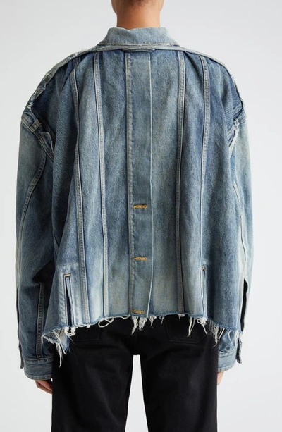 Shop Balenciaga Deconstructed Denim Jacket In Pale Blue