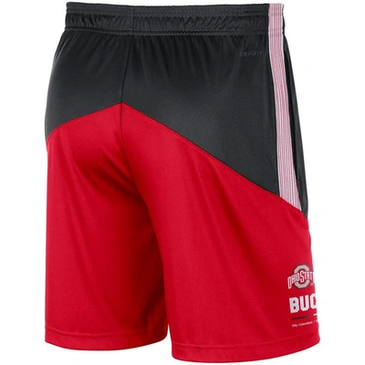 Shop Nike Black/scarlet Ohio State Buckeyes Team Performance Knit Shorts