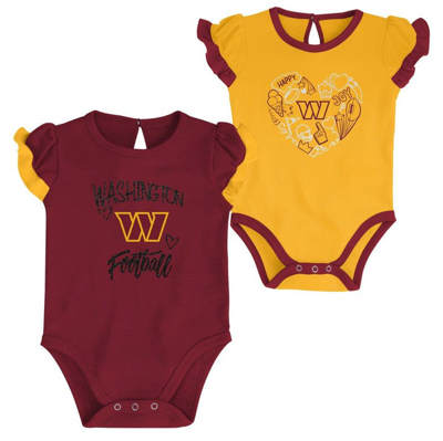Shop Outerstuff Newborn & Infant Burgundy/gold Washington Commanders Too Much Love Two-piece Bodysuit Set