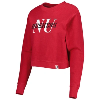 Shop League Collegiate Wear Scarlet Nebraska Huskers Classic Corded Timber Crop Pullover Sweatshirt
