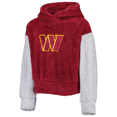 Shop Outerstuff Girls Youth Burgundy/gray Washington Commanders Game Time Teddy Fleece Pullover Hoodie