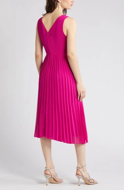 Shop Sam Edelman Pleated Skirt Sleeveless Dress In Dark Pink
