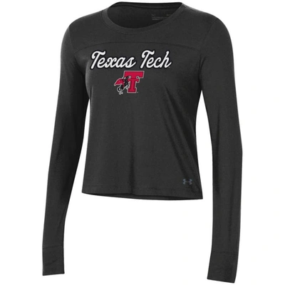 Shop Under Armour Black Texas Tech Red Raiders Vault Cropped Long Sleeve T-shirt