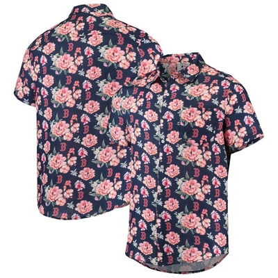 Shop Foco Navy Boston Red Sox Floral Linen Button-up Shirt
