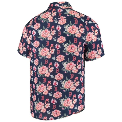 Shop Foco Navy Boston Red Sox Floral Linen Button-up Shirt