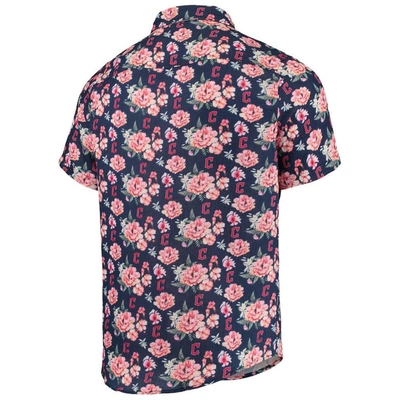Shop Foco Navy Cleveland Guardians Floral Linen Button-up Shirt