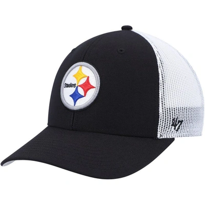 Shop 47 Youth ' Black/white Pittsburgh Steelers Adjustable Trucker Hat