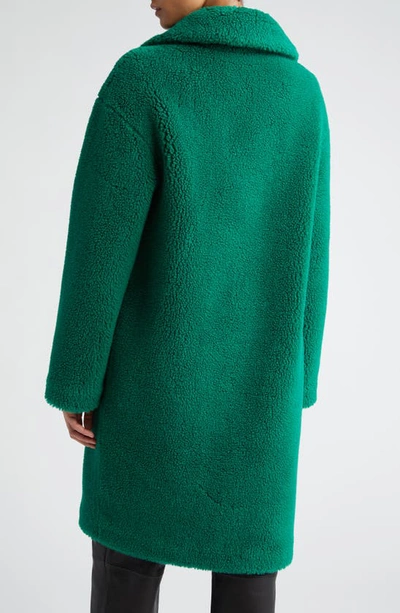 Shop Stand Studio Camille Long Faux Fur Cocoon Coat In Jade Green