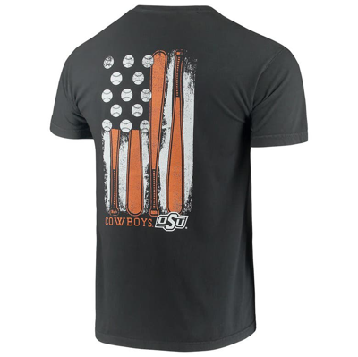 Shop Image One Black Oklahoma State Cowboys Baseball Flag Comfort Colors T-shirt