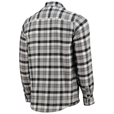 Shop Antigua Black/gray Carolina Panthers Ease Flannel Long Sleeve Button-up Shirt
