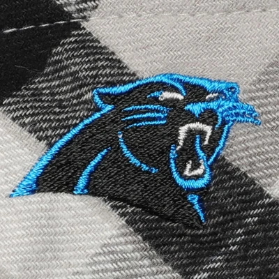 Shop Antigua Black/gray Carolina Panthers Ease Flannel Long Sleeve Button-up Shirt