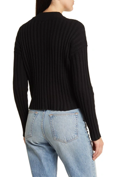 Shop Madewell Mock Neck Crop Sweater In True Black