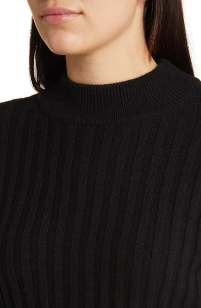Shop Madewell Mock Neck Crop Sweater In True Black