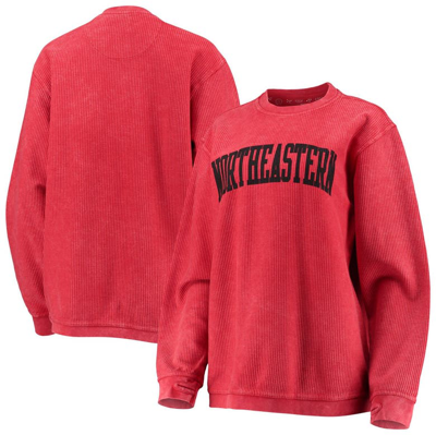 Pressbox Red Northeastern Huskies Comfy Cord Vintage Wash Basic Arch Pullover Sweatshirt In Red