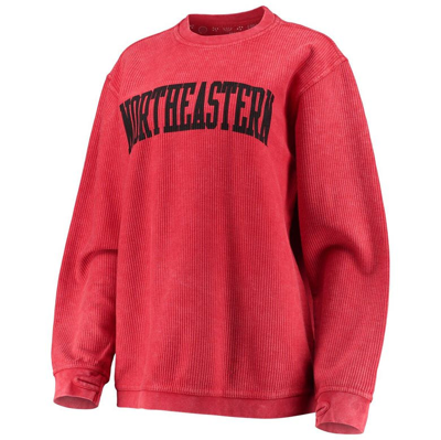 Pressbox Red Northeastern Huskies Comfy Cord Vintage Wash Basic Arch Pullover Sweatshirt In Red