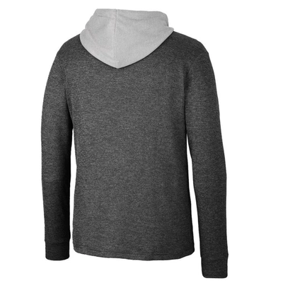 Colosseum Black Iowa Hawkeyes Ballot Waffle-knit Thermal Long Sleeve Hoodie T-shirt In Heather Gray
