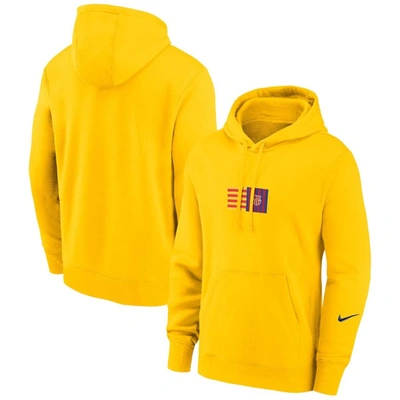 Shop Nike Yellow Barcelona Club Logo Pullover Hoodie