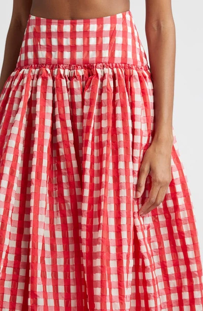 Shop Alaïa Vichy Gingham Skirt In Rouge/ Fuchsia