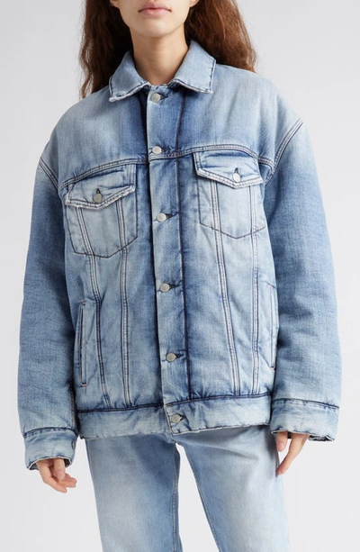 Shop Acne Studios Kataya Padded Denim Jacket In Light Blue