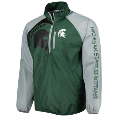 Shop G-iii Sports By Carl Banks Green/gray Michigan State Spartans Point Guard Raglan Half-zip Jacket