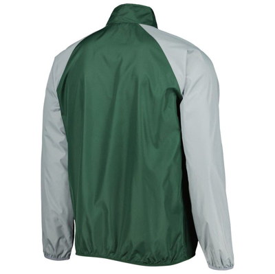 Shop G-iii Sports By Carl Banks Green/gray Michigan State Spartans Point Guard Raglan Half-zip Jacket