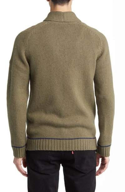 Shop Fjall Raven Lada Regular Fit Shawl Collar Sweater In Laurel Green