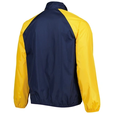 Shop G-iii Sports By Carl Banks Navy/gold West Virginia Mountaineers Point Guard Raglan Half-zip Jacket