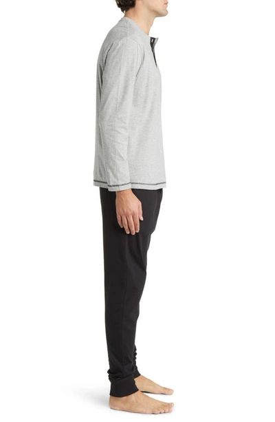 Shop Majestic Jersey Top & Joggers Pajamas In Black/ Heather Grey
