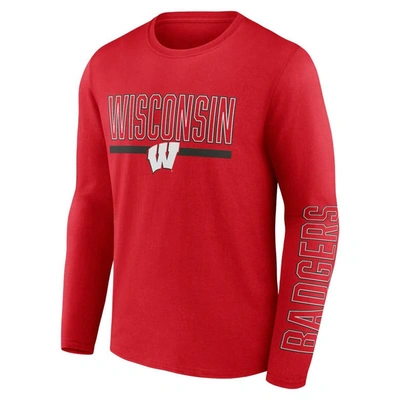 Shop Profile Red Wisconsin Badgers Big & Tall Two-hit Graphic Long Sleeve T-shirt