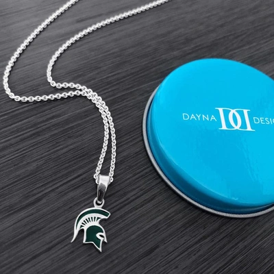Shop Dayna Designs Michigan State Spartans Enamel Small Pendant Necklace In Silver