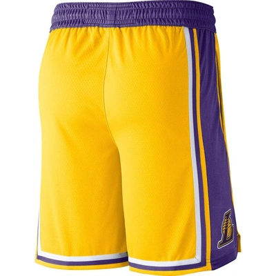 Shop Nike Gold 2019/20 Los Angeles Lakers Icon Edition Swingman Shorts