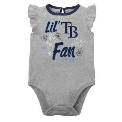 Shop Outerstuff Girls Newborn & Infant Navy/heather Gray Tampa Bay Rays Little Fan Two-pack Bodysuit Set