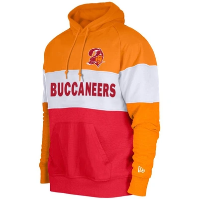 Shop New Era Red/orange Tampa Bay Buccaneers Colorblock Throwback Pullover Hoodie