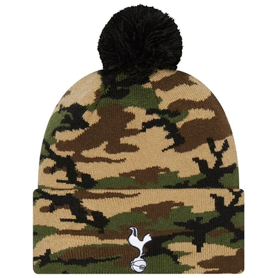 Shop New Era Camo Tottenham Hotspur Cuffed Knit Hat With Pom