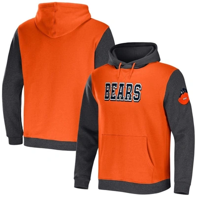 Shop Nfl X Darius Rucker Collection By Fanatics Orange/heather Charcoal Chicago Bears Colorblock Pullover