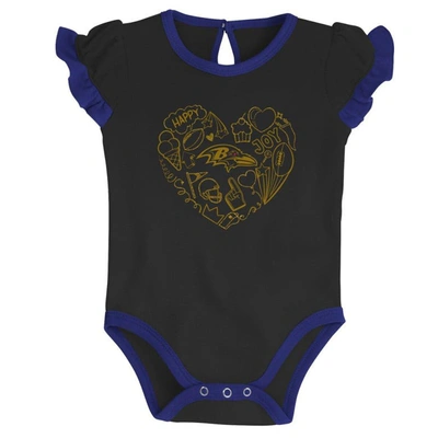 Shop Outerstuff Newborn & Infant Purple/black Baltimore Ravens Too Much Love Two-piece Bodysuit Set