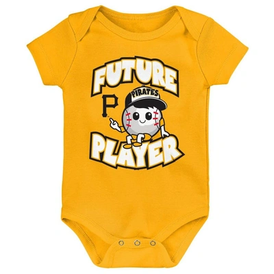 Shop Outerstuff Newborn & Infant Gold/black/white Pittsburgh Pirates Minor League Player Three-pack Bodysuit Set