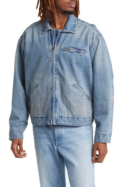 Elwood Petrol Denim Jacket In Dirty Wash