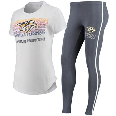 Shop Concepts Sport White/charcoal Nashville Predators Sonata T-shirt & Leggings Set