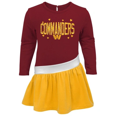 Shop Outerstuff Girls Infant Burgundy/gold Washington Commanders Heart To Heart Jersey Tri-blend Dress