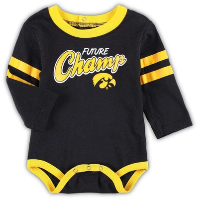 Shop Outerstuff Newborn & Infant Black/gold Iowa Hawkeyes Little Kicker Long Sleeve Bodysuit & Sweatpants Set