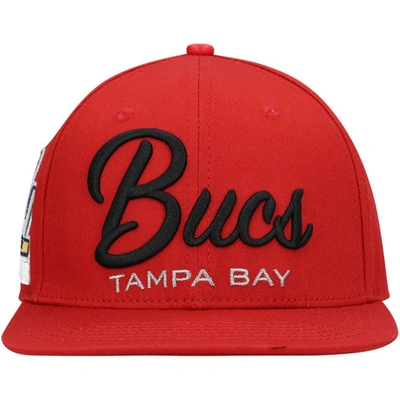 Pro Standard Men's Red Tampa Bay Buccaneers Lv Super Bowl Champions Script Wordmark Snapback Hat In Red