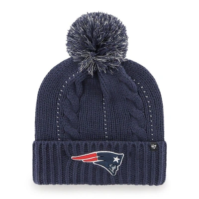 Shop 47 ' Navy New England Patriots Bauble Cuffed Knit Hat With Pom
