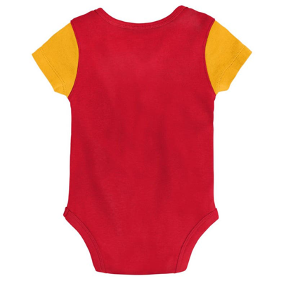 Shop Outerstuff Newborn & Infant Red/gold Kansas City Chiefs Little Champ Three-piece Bodysuit Bib & Booties Set