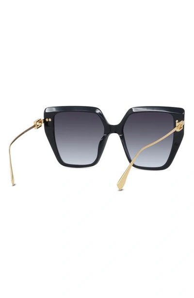Shop Fendi 55mm Butterfly Sunglasses In Shiny Black / Gradient Smoke