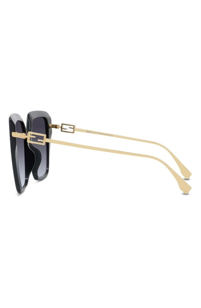 Shop Fendi 55mm Butterfly Sunglasses In Shiny Black / Gradient Smoke