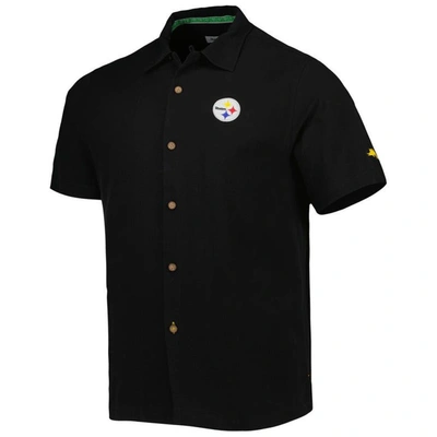 Shop Tommy Bahama Black Pittsburgh Steelers Top Of Your Game Camp Button-up Shirt
