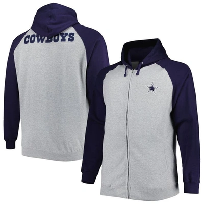 Shop Profile Heather Gray Dallas Cowboys Big & Tall Fleece Raglan Full-zip Hoodie Jacket