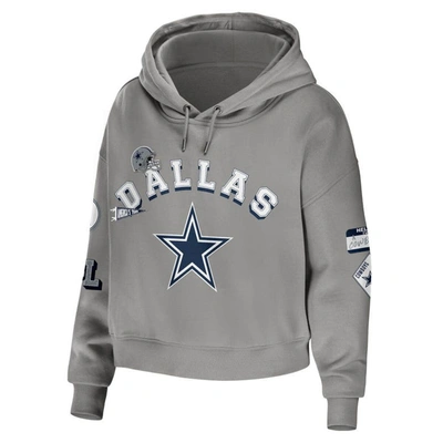 Shop Wear By Erin Andrews Gray Dallas Cowboys Modest Cropped Pullover Hoodie